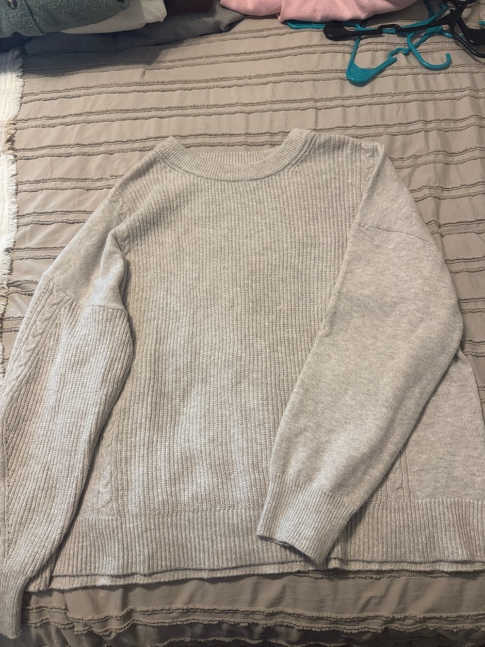 Maurices Light Gray Ribbed Crewneck Sweater